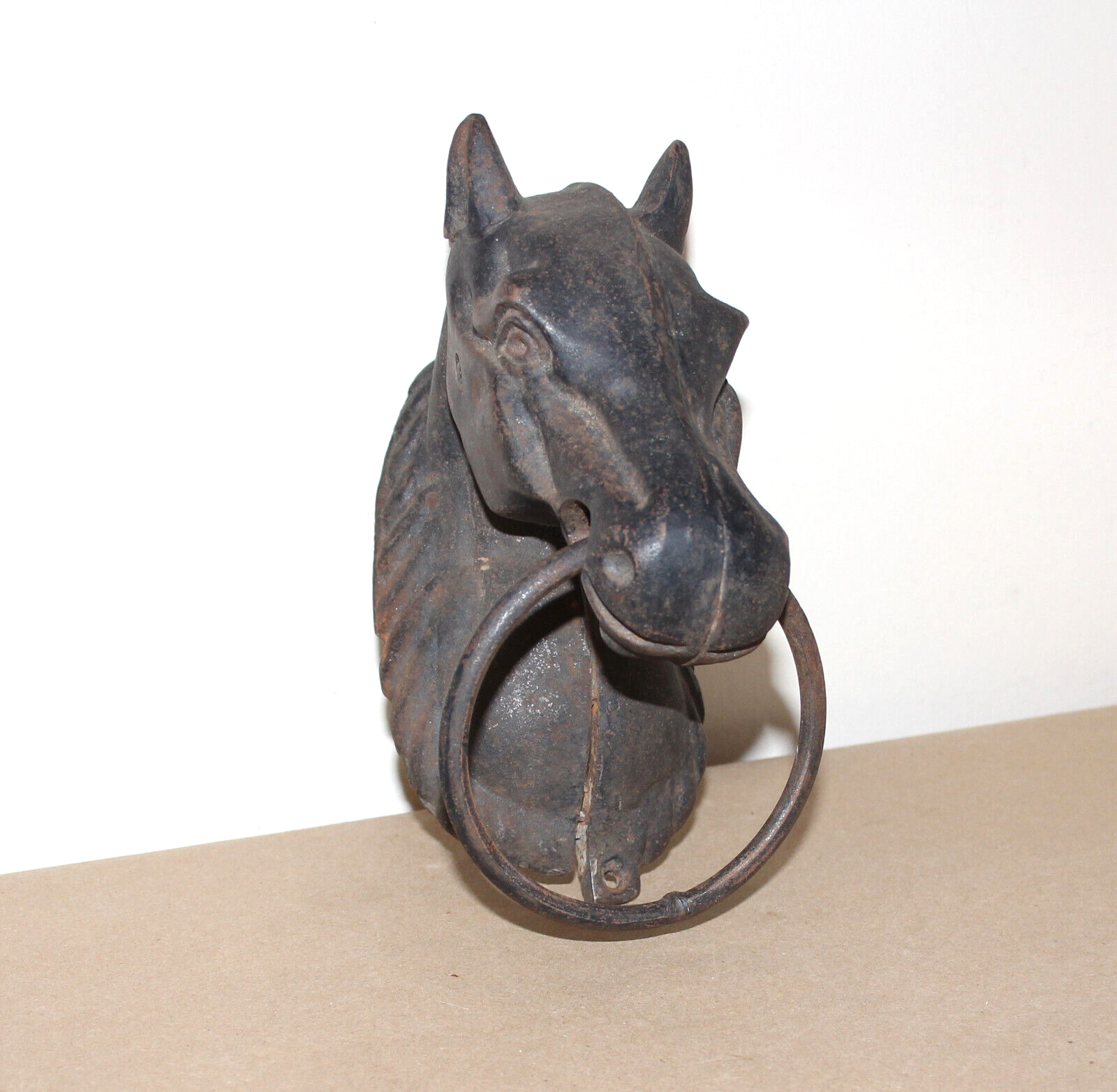 Vintage Cast Iron Horse Head Door Knocker or Post Tie Ring 7.6
