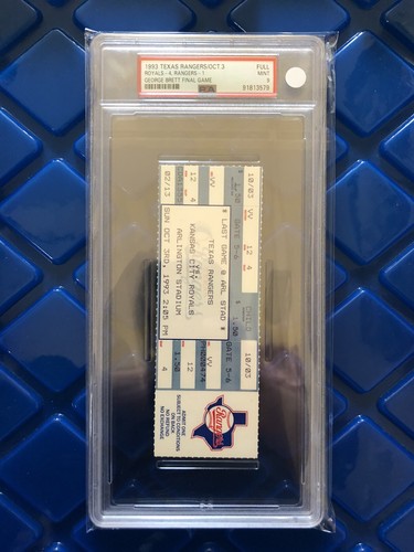 George Brett Final Game and Last Hit FULL Ticket 1993 PSA 9 MINT POP 1, 0 Higher