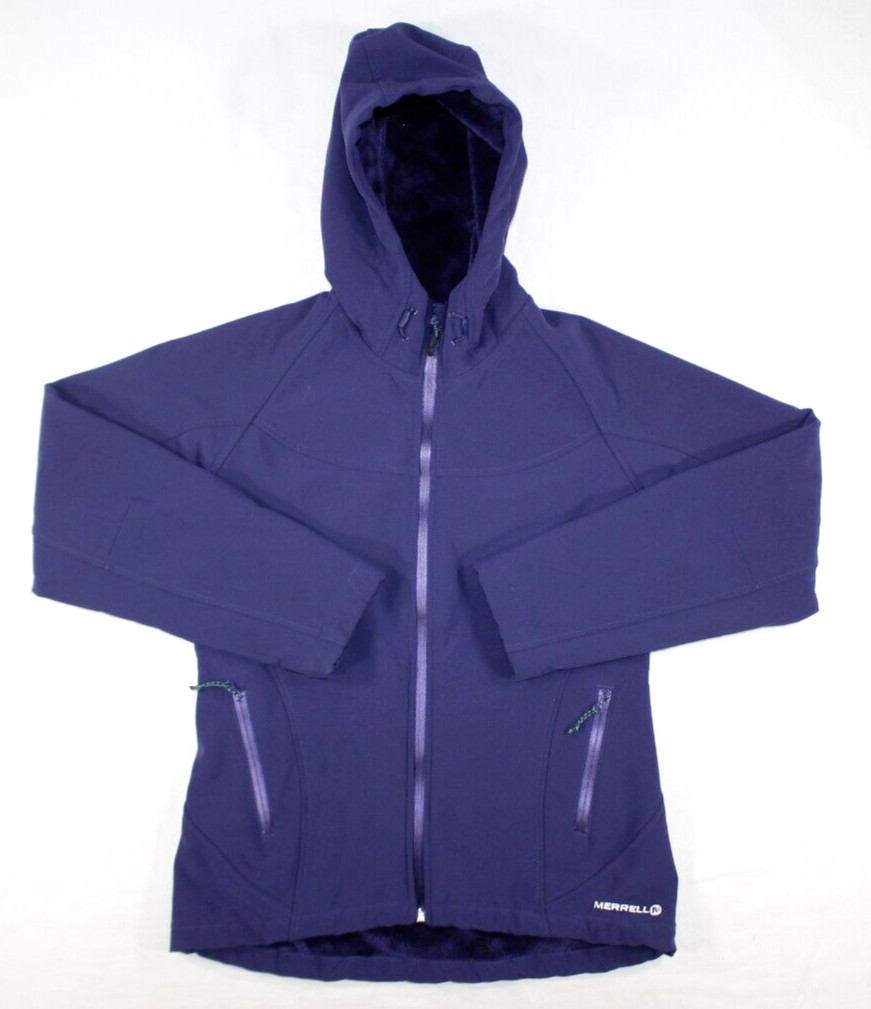 Merrell Aeroblock Softshell Jacket Women's XS Fleece Lined Hooded Purple