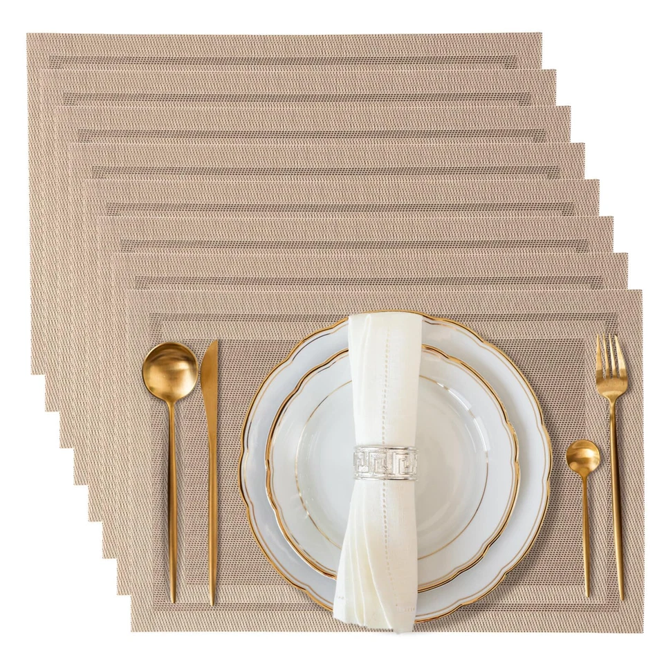 Lot de 8 Sets de Table Lavable Sets de Table Plastique PVC Tissé Lavable Napp... - Photo 2/4