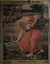 Printed needlepoint canvas Girl Picking Wild Flowers Canvas Only 50x60 Rto