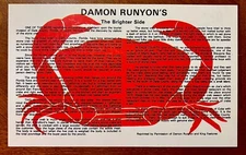 Joe’s Stone Crab Miami Beach Damon Runyon’s The Brighter Side Oversized Postcard