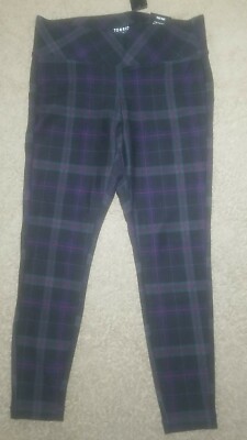 Torrid Slim Fix Pull On Pixie Pant Dark Green and Black Plaid size 00R
