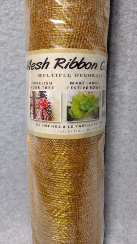 Decorative Poly Mesh 21" x 10 Yards Roll Gold DIY Crafts Gifts Bows - 第 1/2 張圖片