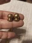 Pair Solid Turned Brass 1/2" Tall Ball Knurled Lamp Finials - Std. Harp Thread