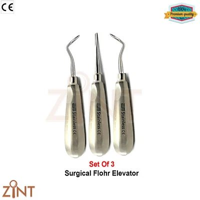 MEDENTRA UK Dental Root Elevators Oral Surgery PDL Luxating Flohr Elevator Stainless Steel