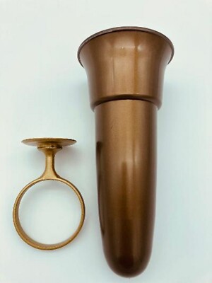 Crypt Mausoleum Vase 8.0 IN w/ Old Burnished Gold (Epoxy) Disc Base Ring Support