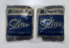 Silkies control top pantyhose - Vintage 90’s - Medium Off Black- Made In USA NOS