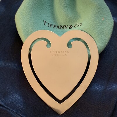 VTG 925 TIFFANY & CO CLASSIC HEART BOOKMARK CLIP FOR BOOK