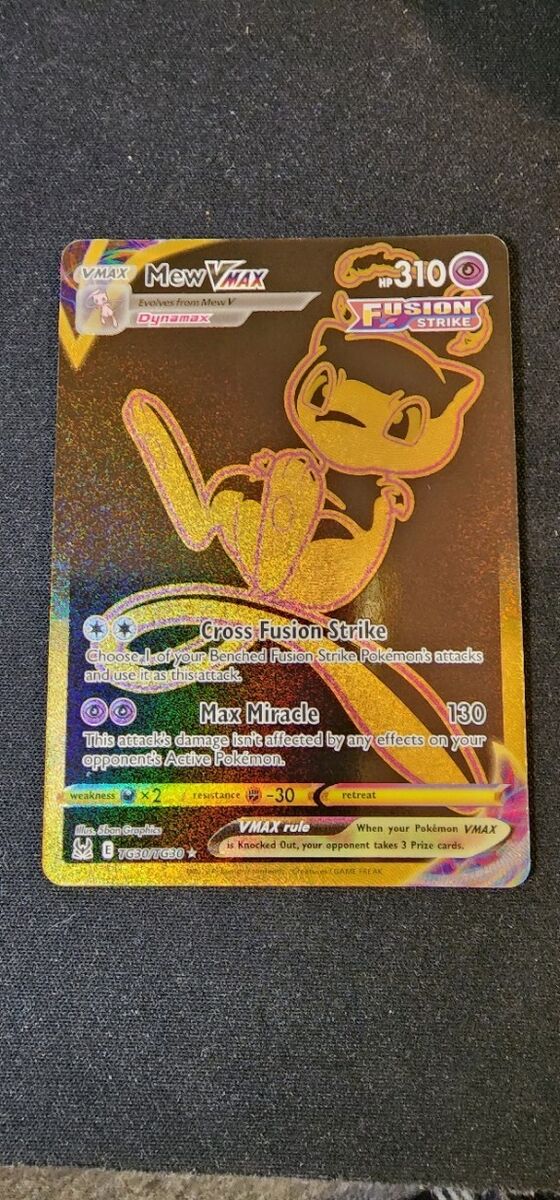  Pokemon - Mew VMax - TG30 - Trainer Gallery - Lost Origin -  Full Art - Black & Gold Holo Foil Card : Toys & Games