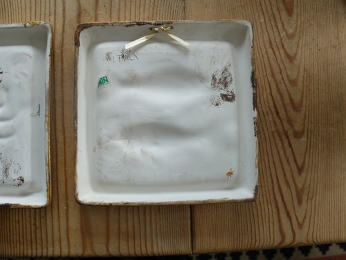 Paar Vintage ATN Blattgold Keramik Wandfliesen - Krabben und Fische - Bild 6 von 6