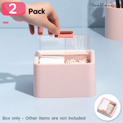 2er Pack Wattepad & Knospenhalter mit Deckel | Rosa Kosmetik Aufbewahrung Wattestäbchen Box