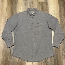 Camisa De Colección Woolrich Pata de Gallo Manga Larga Con Botones L Gris Trabajo Bolsillo Algodón