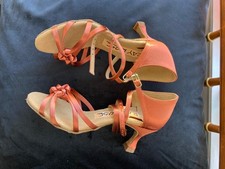 Ray Rose Ladies Ballroom Shoes 820 Blizzard UK Sz 1.5 Dark Tan Satin 2" Heel