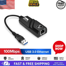 USB 3.0 to RJ45 Ethernet Adapter, 10/100Mbps Wired LAN Network Adapter New