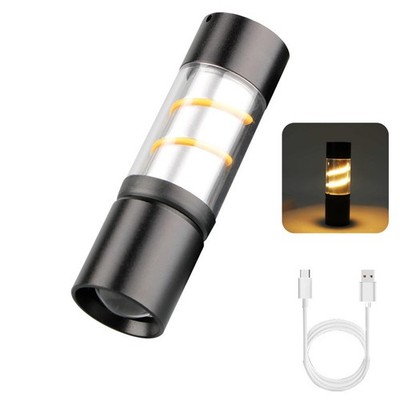 Small Flashlight Rechargeable LED Flashlights with COB Light,Zoomable 500 Lum...