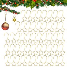 Gold Christmas Ornament Hooks Metal Hangers 50 Pack