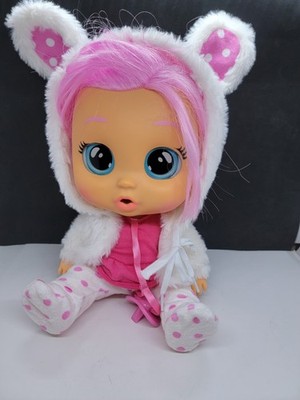Cry Babies Dressy Coney Interactive Baby Doll Pink Hair Bunny Themed Hoodie