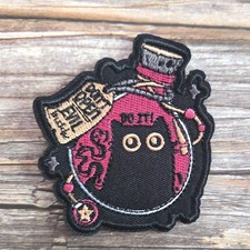 Don't Open Evil Inside Black Cat Witch Familiar Occult Goth Iron on Patch