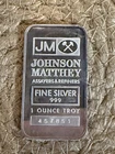 Johnson Matthey 1oz .999 Vintage Sealed Silver Bar Logo Back Serial #457851