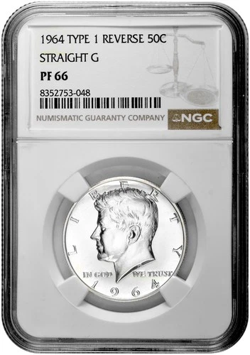 1964 Type 1 Straight G 50c Silver Proof Kennedy Half Dollar NGC PF 66 New Holder