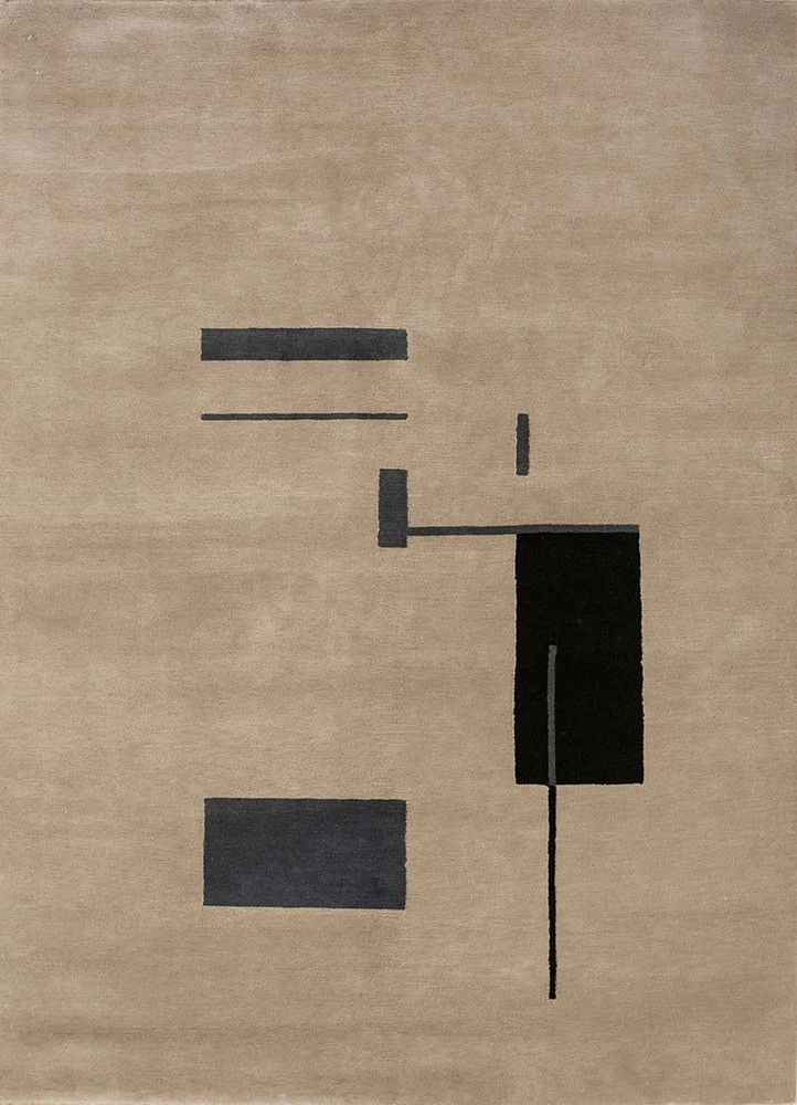 Hand-Tufted Nz Wool Rug Color Beige Modern Design Abstract Geometric Carpet Rug