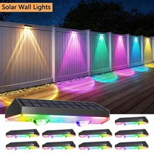 RGB Solar Powered Fence Wall Lights Outdoor Garden Backyard Patio Decor Lamp UK