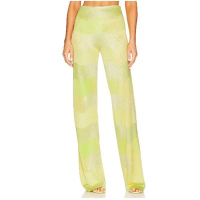 Alexis Angelika Straight Leg Pants in Lime Waves Size M NWT (tiny flaw) $398