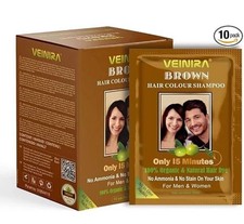 Veinira brown hair colour shampoo x 10 sachets - Full pack