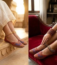 Women Shoes Indian Handmade Mojaries Flip-Flops Slip-On Jutties Flats US 5.5