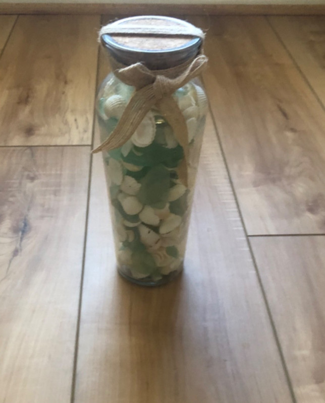 Sand filled Glass seashell Bottle Set with Cork