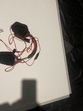 Black/Red Wired On-Ear Headset 3.5mm Boom Mic Volume Control Adjustable Band