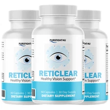 Reticlear Capsules Healthy Vision & Eye Function Support Supplement- 3 Bottles