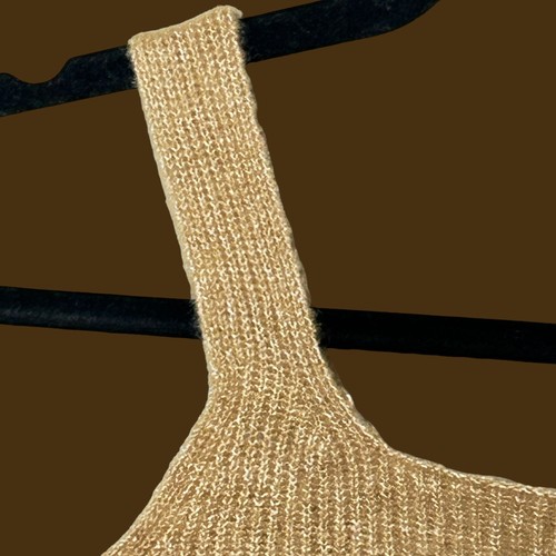 Top corto acanalado Everlane The Wool Blend Carmel para mujer mediano nuevo con etiquetas elástico - Imagen 8 de 10