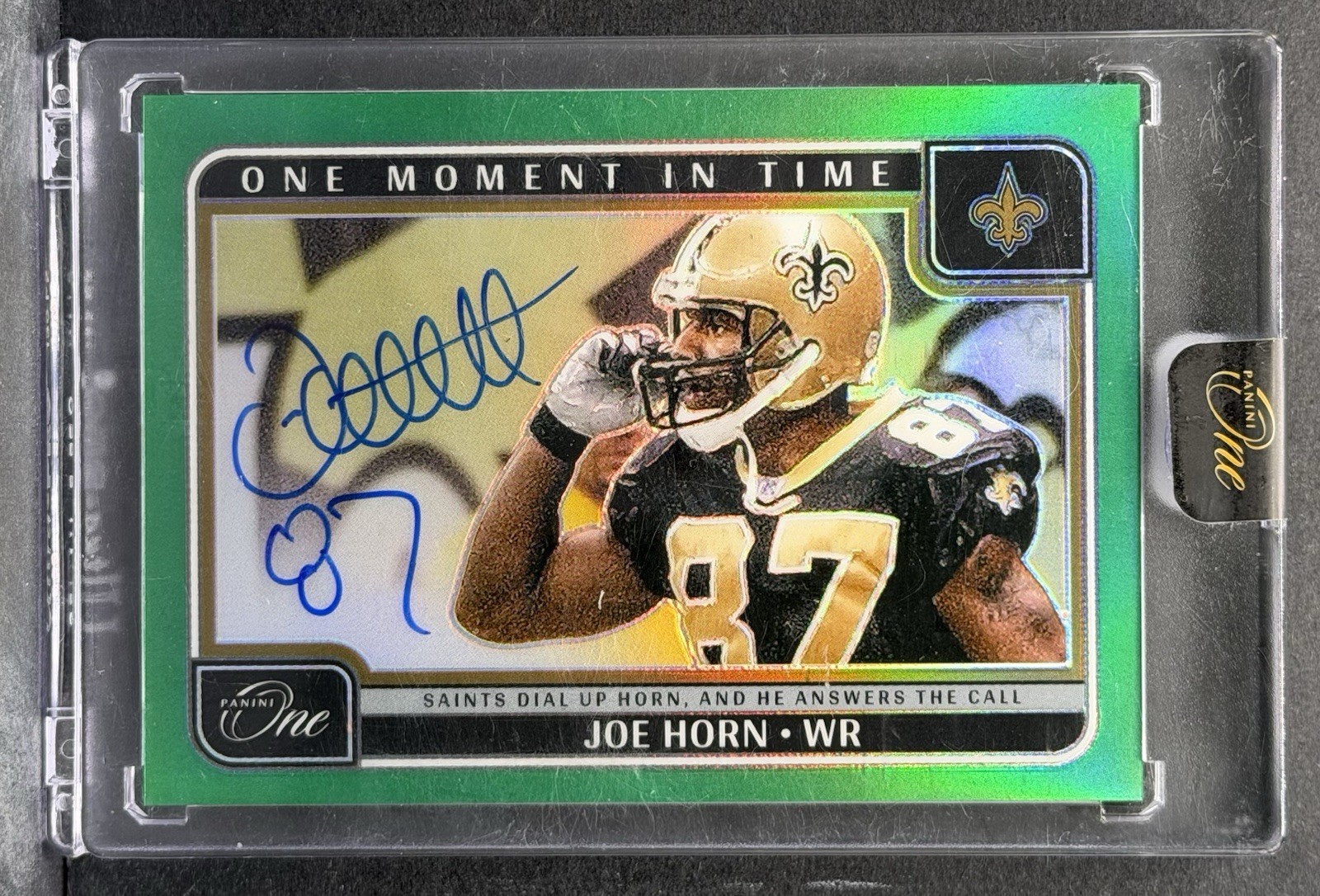 Panini 2024 One Moment in Time Autograph Joe Horn on card Auto Green  /40 Saints