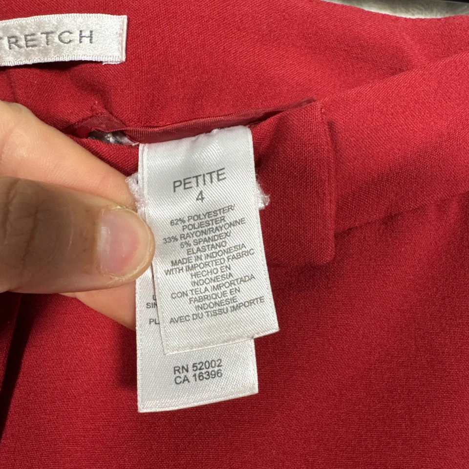 Calça social feminina Emma James mistura poli vermelha elástica com bolsos tamanho 4P pequena - Imagem 3 de 4