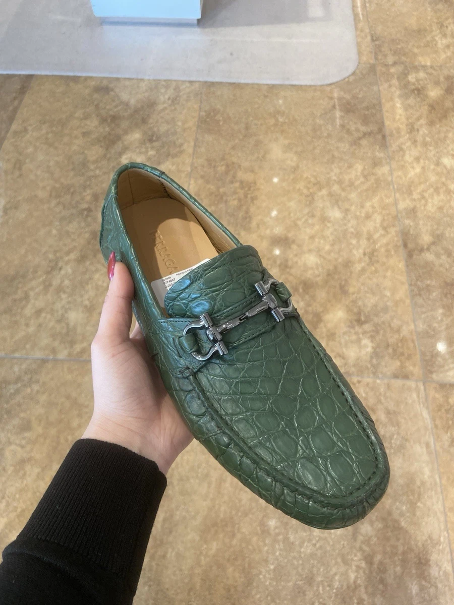 Salvatore Ferragamo Leather Upper Green Casual Shoes for Men for