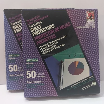 Vintage Office Supplies Decorations Sheet Protectors 8.5x11'' C-line 50 Count X2 