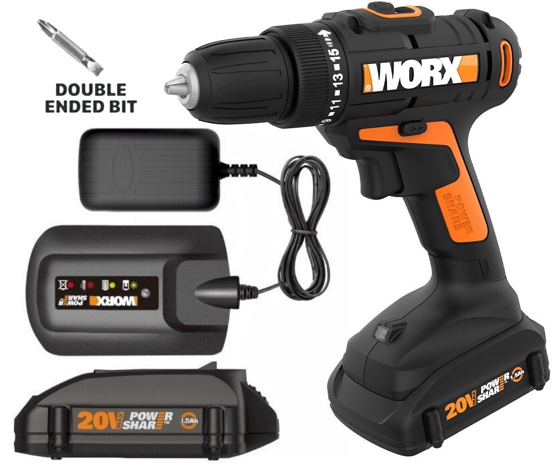 WX101L.9 Worx 20V MaxLithium Cordless Drill/Driver L.Ion 1.5ah Battery & Charger