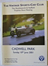 CADWELL PARK 10 Jun 2001 Vintage Sports-Car Club Race Meeting Official Programme