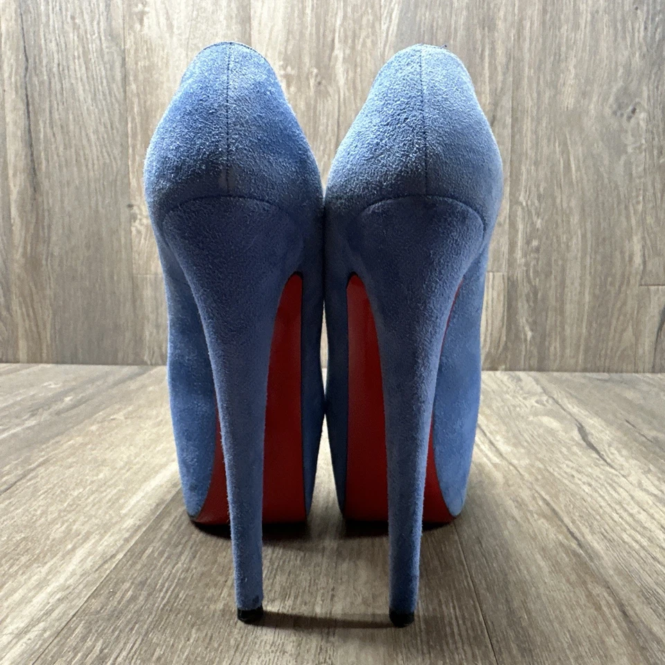 Zapatos de salón Christian Louboutin Dafodile 160 Veau terciopelo pavo real talla 36 Foto 3 de 4