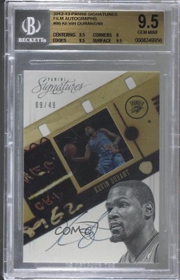2012-13 Panini Signatures Film 9/49 Kevin Durant #86 BGS 9.5 GEM MINT Auto 1l7
