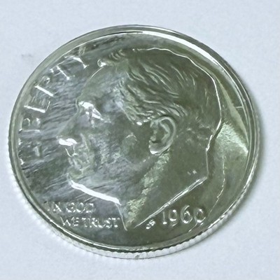 1960 10C Roosevelt Dime 90% Silver - MS MINT STATE PLUS DETAILS #5720