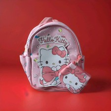 NWT Kids 10.5  Hello Kitty Mini Backpack With Coin Purse Licensed Brand New