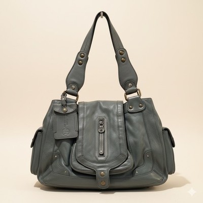   Y2K IT-GIRL ENERGY   HARDEN GARNETT THARPE HOBO LEATHER BAG Sage Green Gray