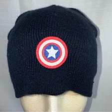 Kids Marvel Captain America Beanie Navy Blue One Size