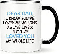 Fathers Day Dad Mug from Daughter Son Kids, Dear Dad Coffee Mug for Daddy Papa S