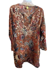 Raj 100% Cotton SzXL Ladies Pink Boho Hippie Tunic Top Swim Cover Embroidered