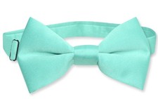 Vesuvio Napoli BOY'S BOWTIE Solid AQUA GREEN Color Youth Bow Tie