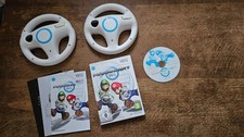 NINTNEDO WII - MARIOKART & OFFICIAL STEERING RACING WHEEL x2 BUNDLE #RS15